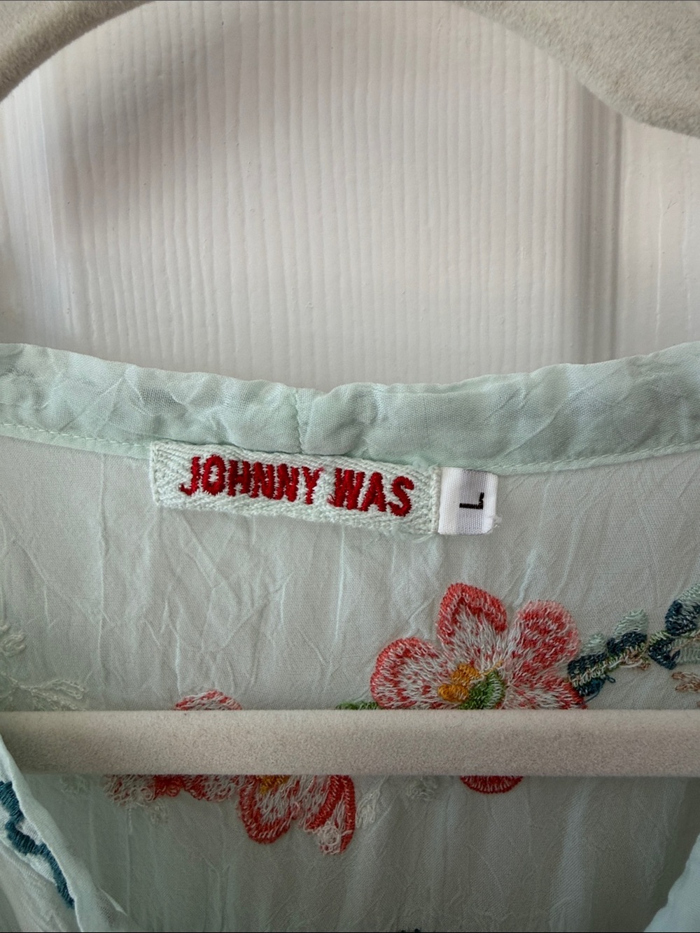 Johnny Was Mint Blue Embroidered Floral Tunic - Picture 2 of 6